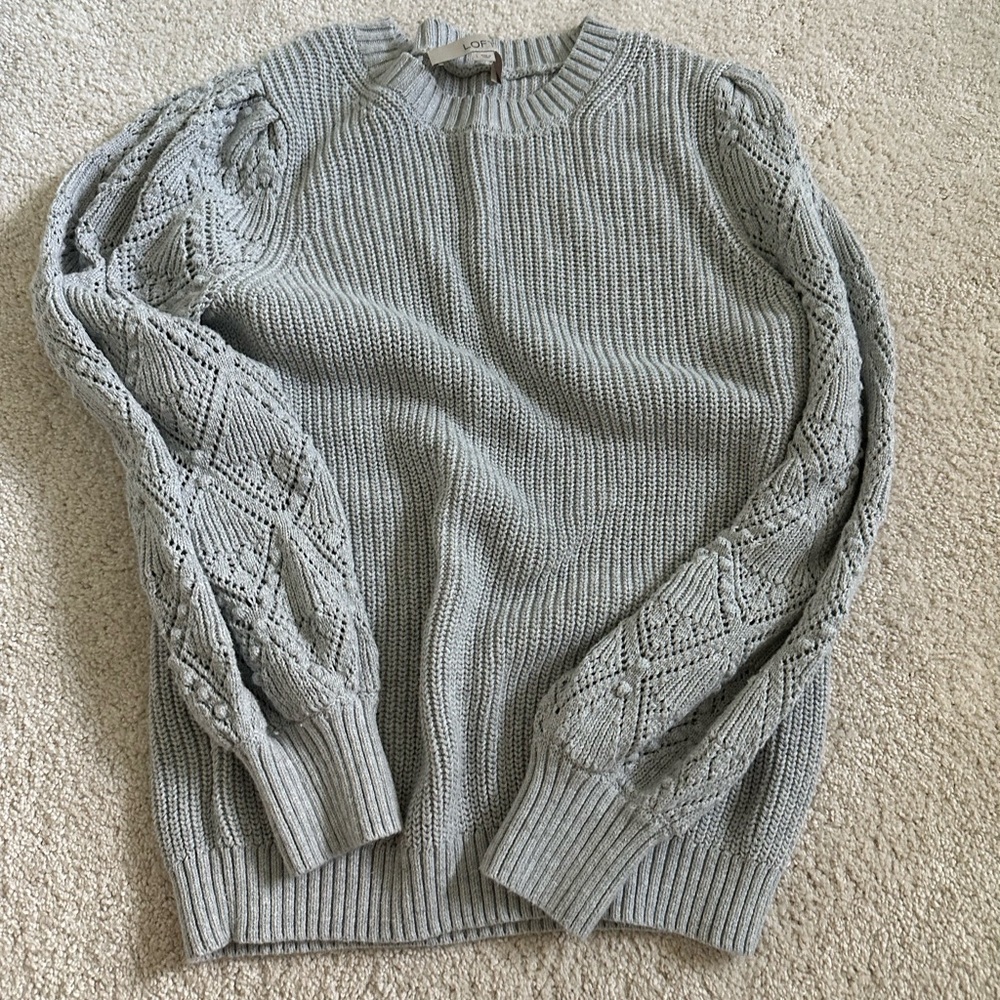 LOFT Light Gray Knit Sweater